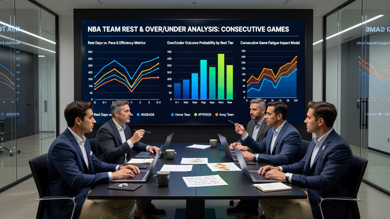Statistische Grafik zu Punktetotals in NBA-Spielen mit unterschiedlichen Ruhetagen