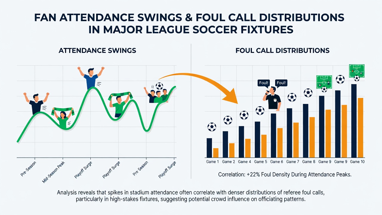 Statistische Grafik zur Foul-Verteilung in Abhängigkeit von Zuschauerzahlen in MLS-Stadien