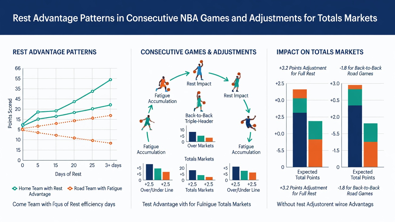 Statistiktabelle mit NBA-Spielplänen und Erholungsdaten für Wettanalysen
